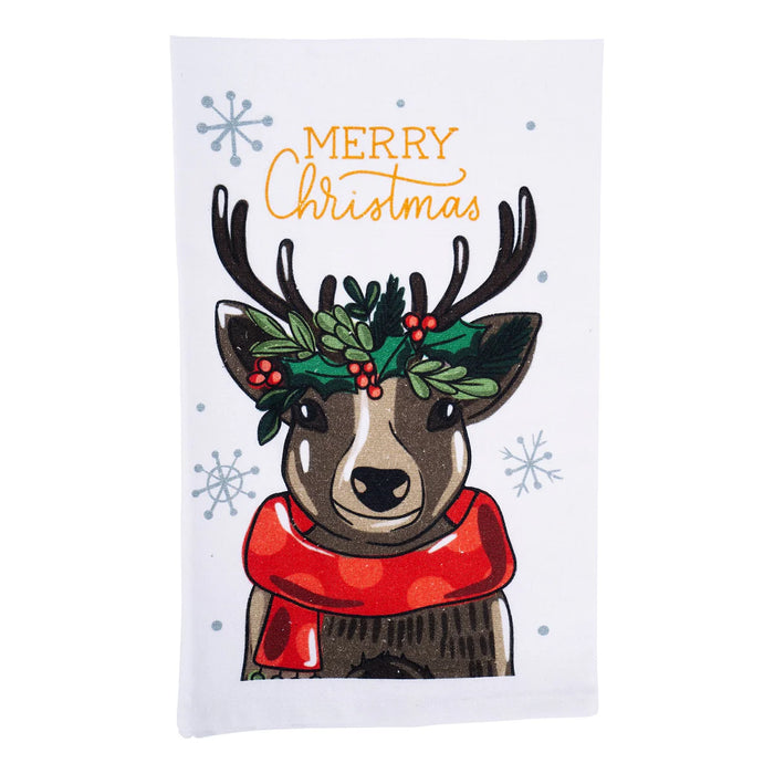 Merry Christmas Reindeer Tea Towel