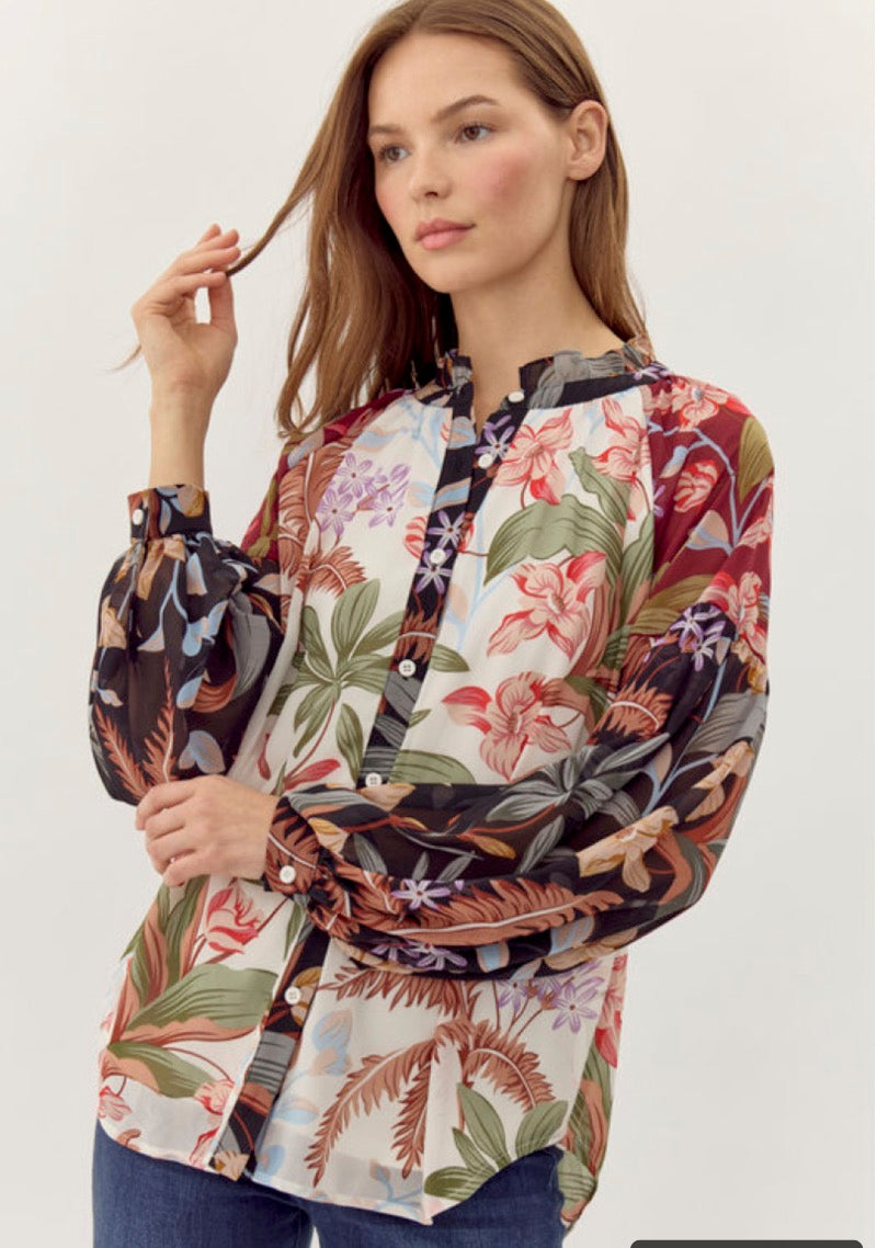 Jodifl Multicolor Print Chiffon Top