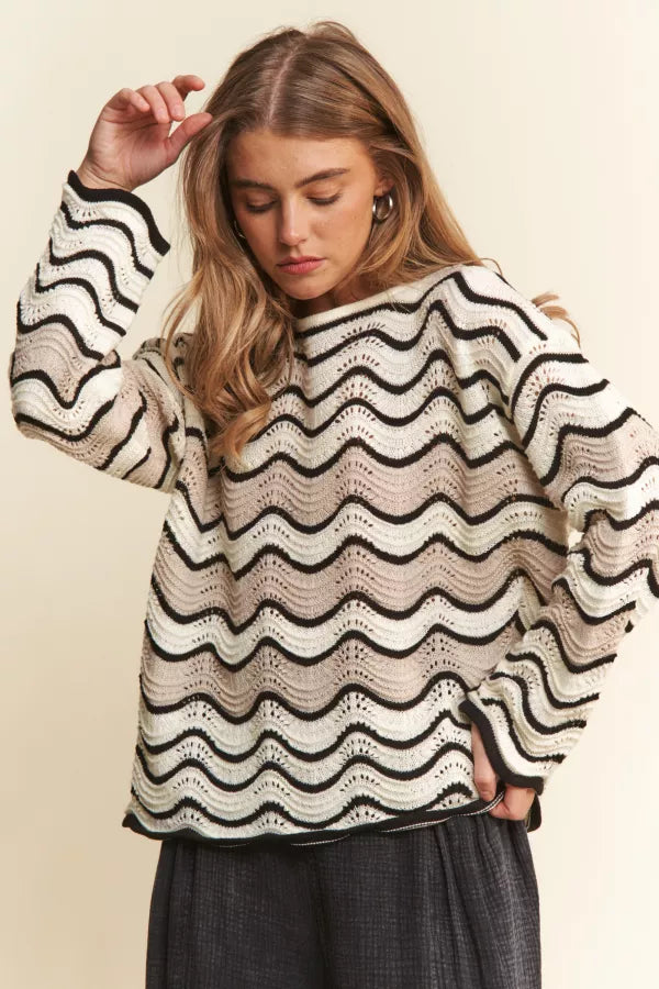 Wavy Stripe Pattern Sweater