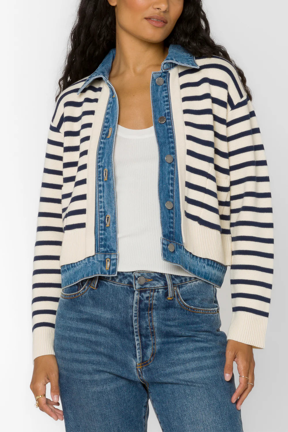 Denim Striped Francis Sweater