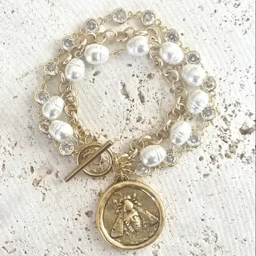 Bee Coin Triple Layered Bracelet