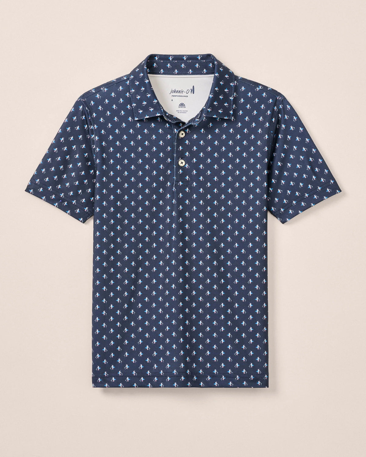 Johnnie-O Featherweight Performance Polo- For The Birdies Print - Navy