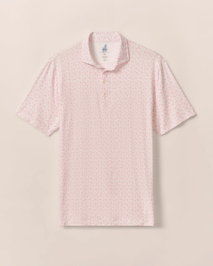 Johnnie-O Featherweight Performance Polo - Tini Print - Porto Pink