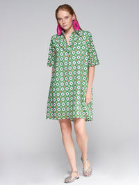 Vilagallo Tyanna Geometrico Verde Rosa Dress