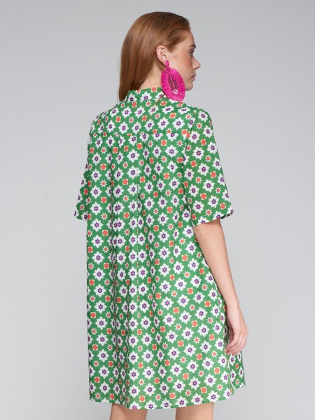 Vilagallo Tyanna Geometrico Verde Rosa Dress