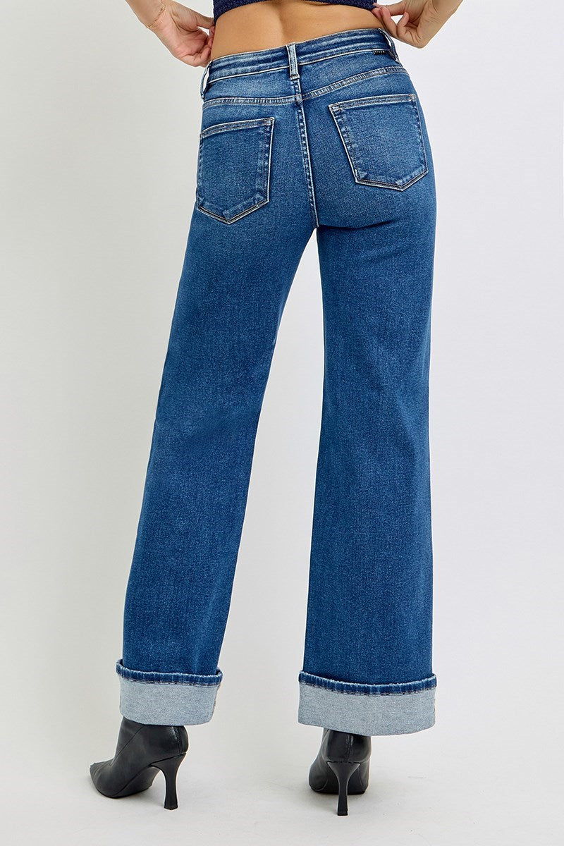 Tummy Control High Rise Cuffed Jeans