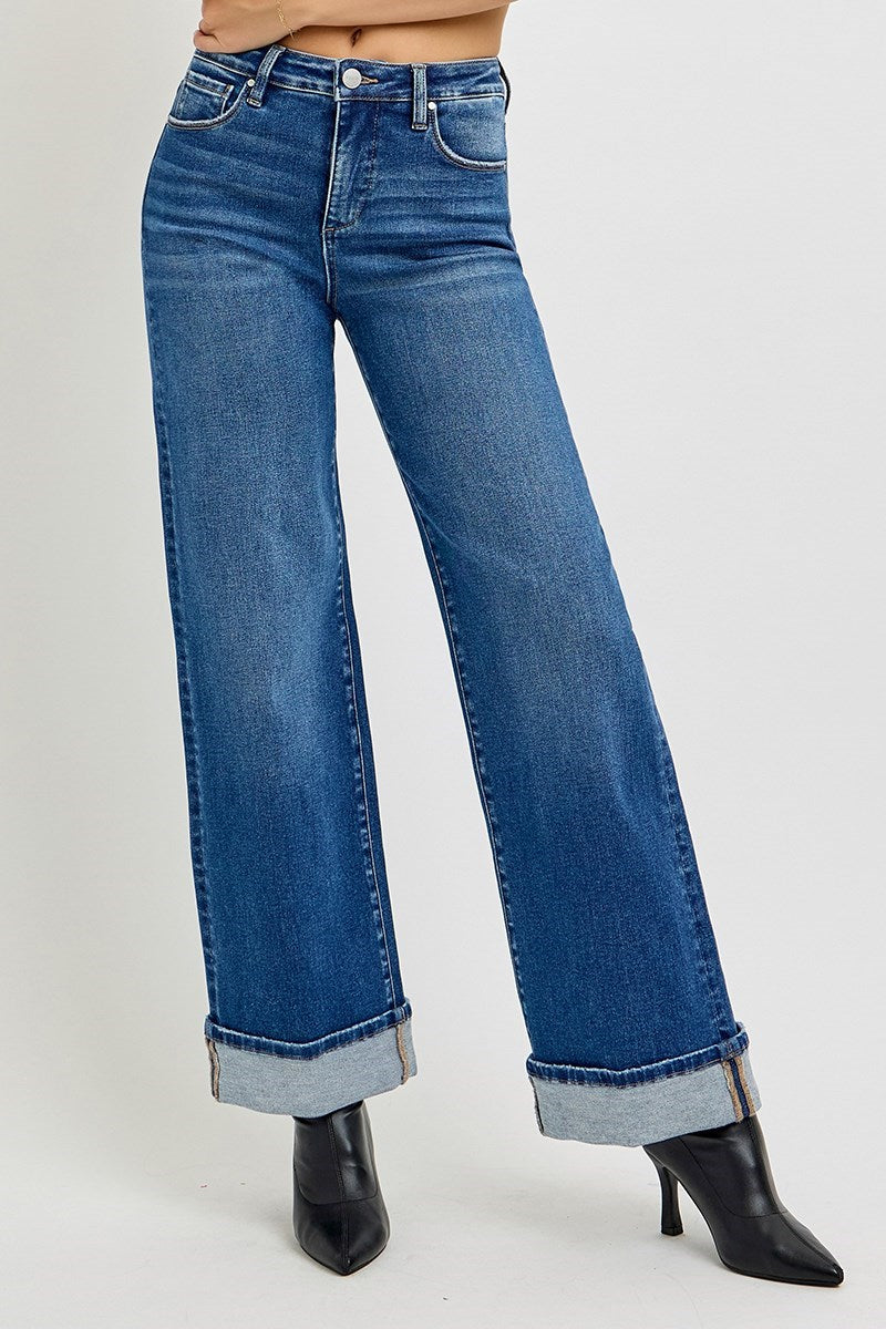 Tummy Control High Rise Cuffed Jeans