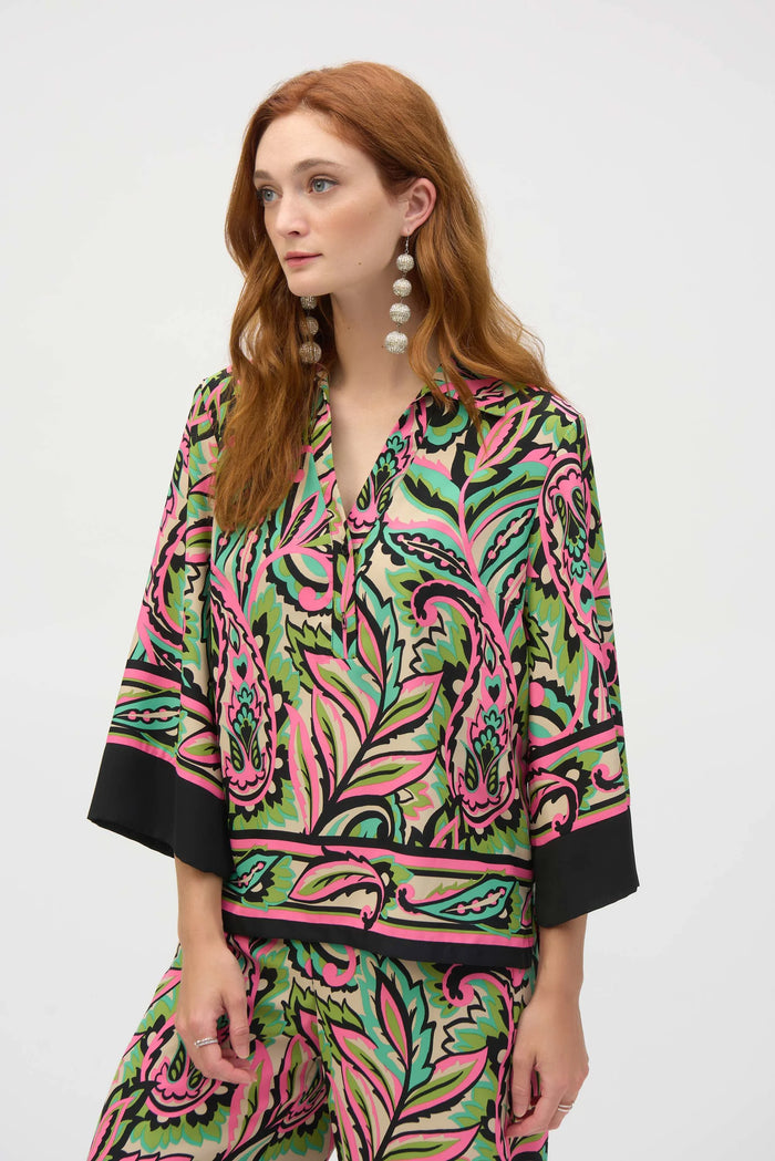 Joesph Ribkoff Woven Paisley Print Boxy Top