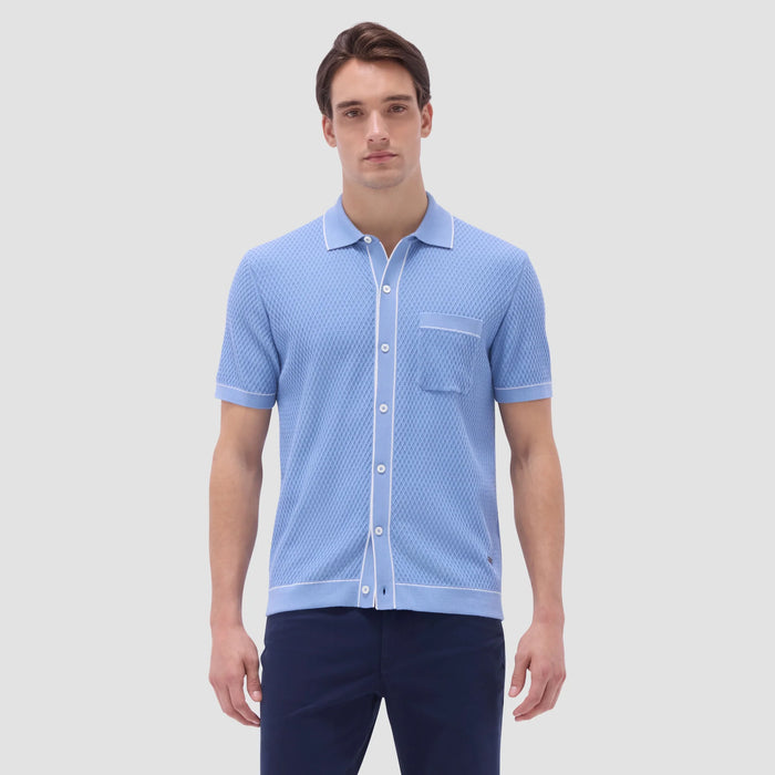 Bugatchi Air Blue Geometric Polo