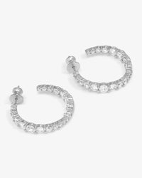 "Oh She Fancy" Graduated Hoops 1"- Silver/White