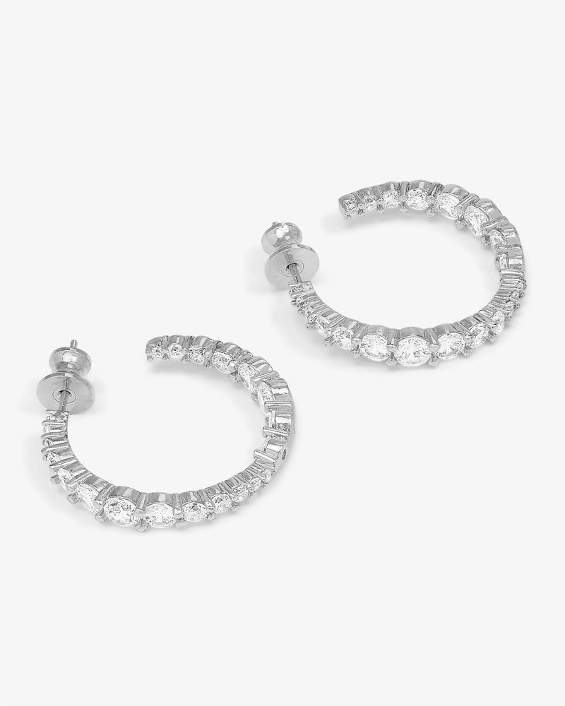 "Oh She Fancy" Graduated Hoops 1"- Silver/White