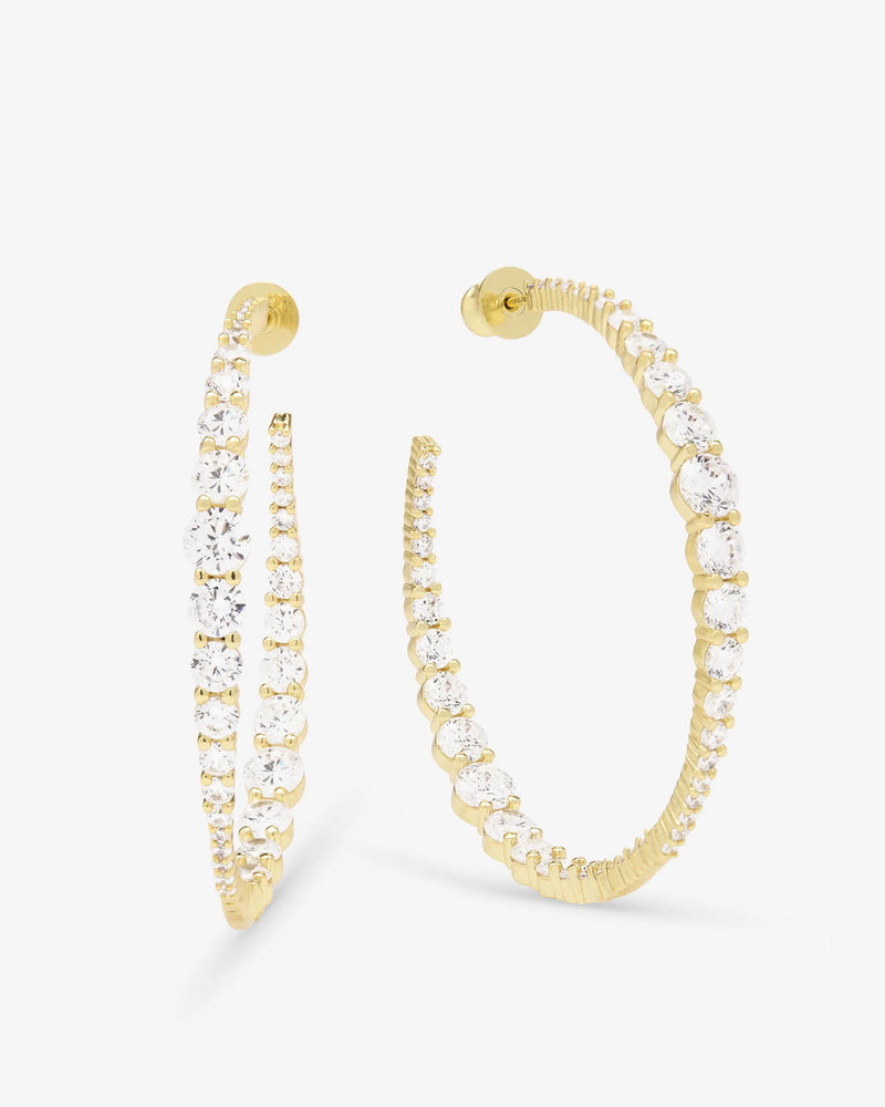 “Oh She Fancy" Graduated Hoops 2” - Gold/White