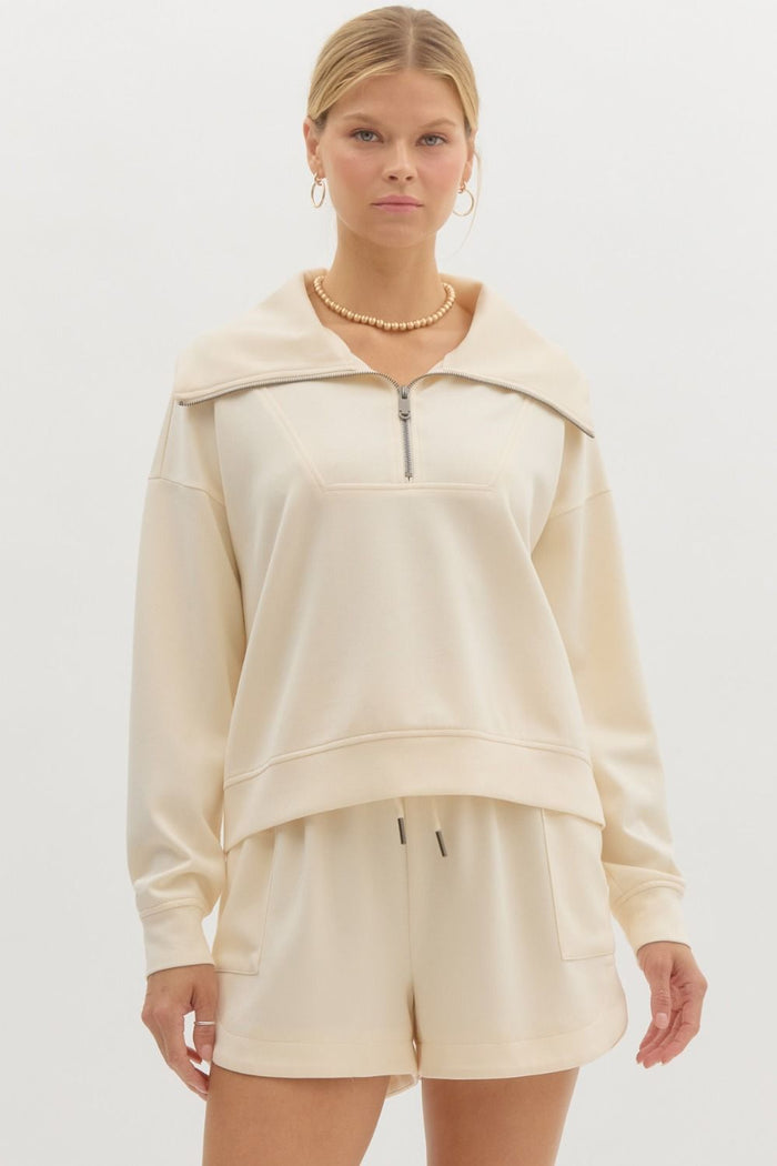 Cream Half-Zip Pullover