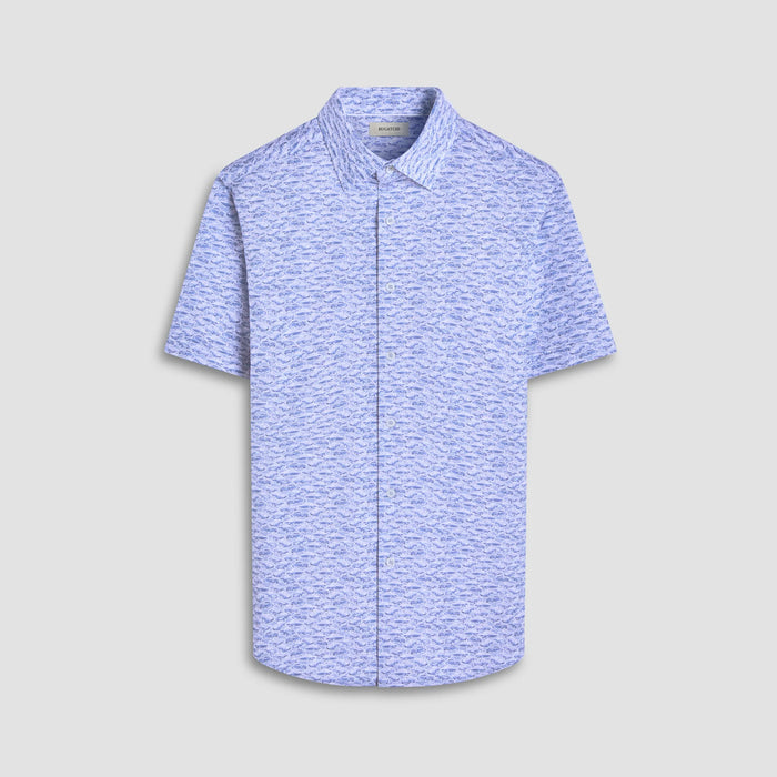 Bugatchi Blue Car Print Miles OohCotton Short Sleeve