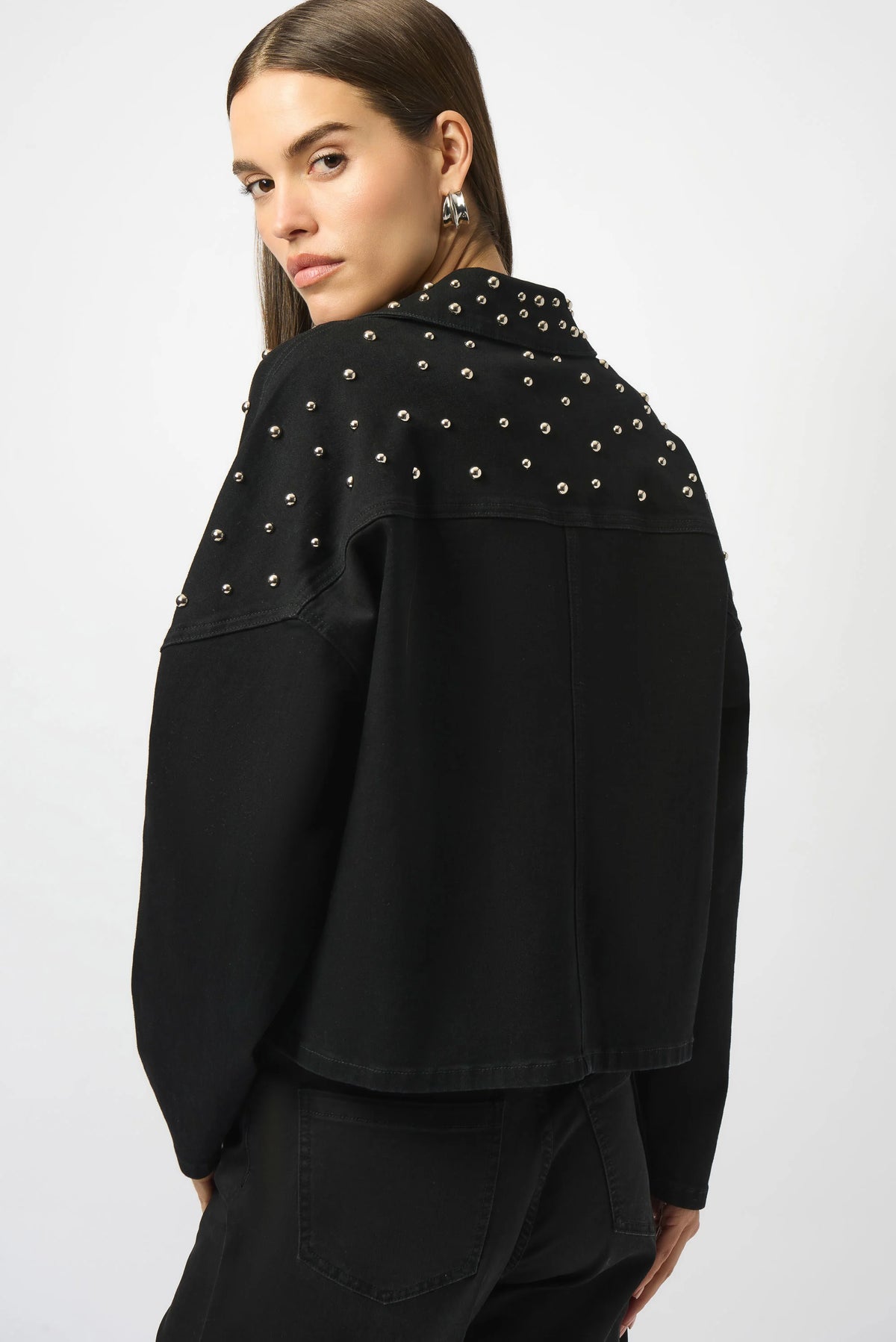 Joseph Ribkoff Stretch Denim Jacket with Stud Detailing