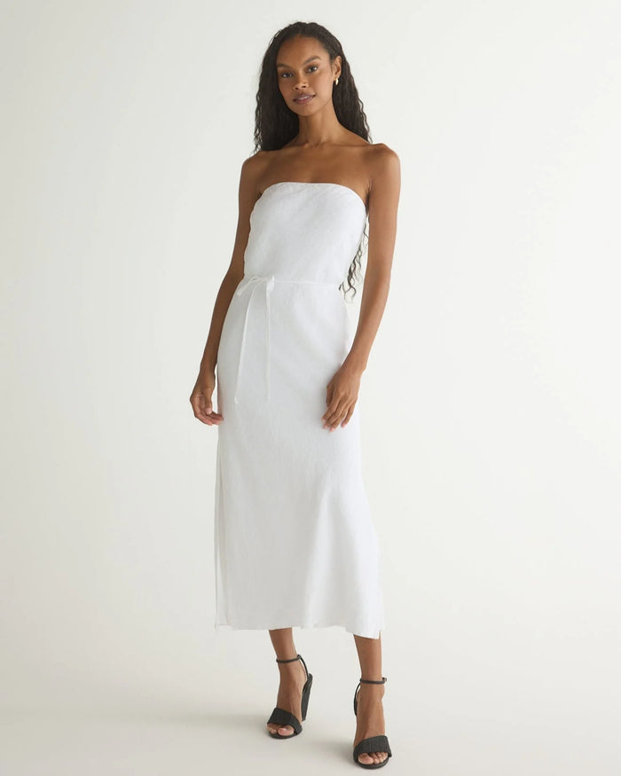Bella Dahl Strapless Bias White Maxi