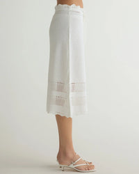 Bella Dahl Crochet Midi Skirt-White