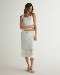Bella Dahl Crochet Midi Skirt-White