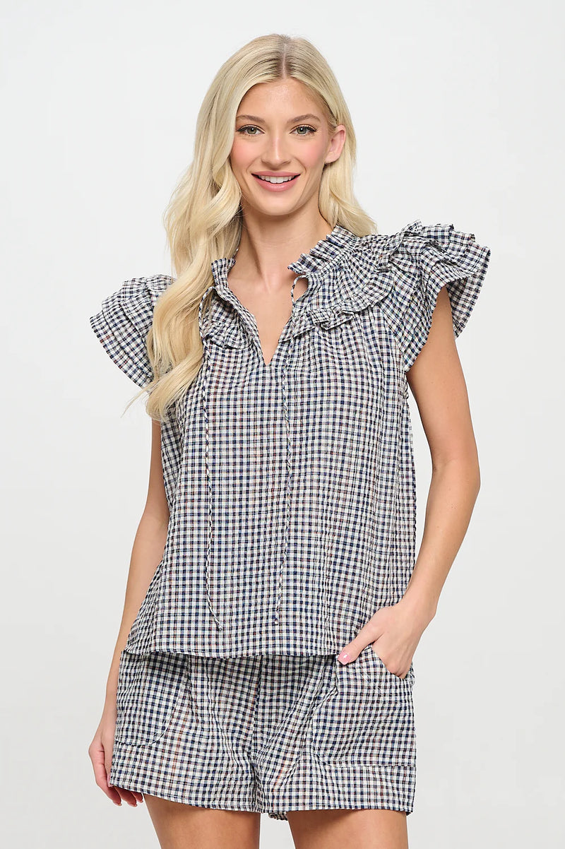 Santorini Sienna Plaid Top