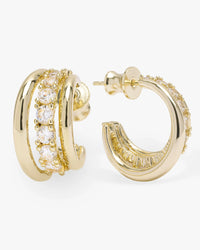 Melinda Maria Oh She Fancy Smooth & Diamond Hoops - Gold