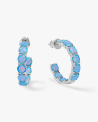 Melinda Maria ‘Oh She Fancy’ 1” Hoops - Silver/Blue Opal