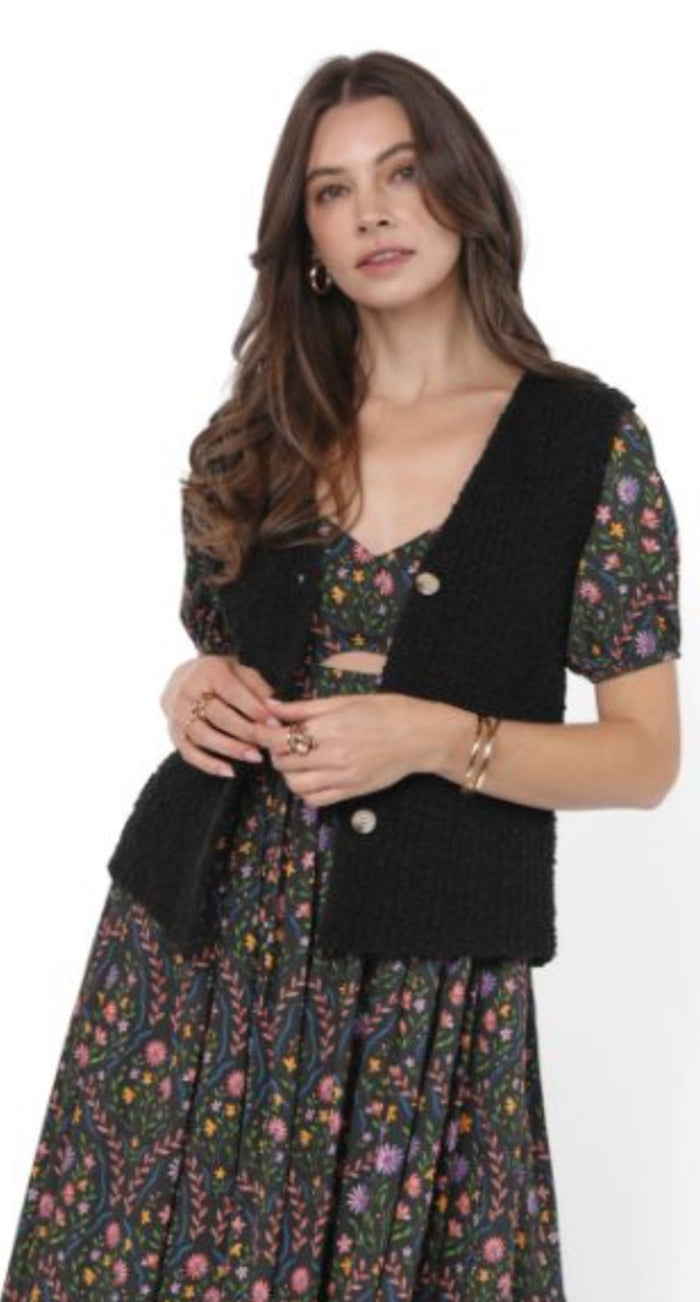 Sadie & Sage Black Cardigan Vest