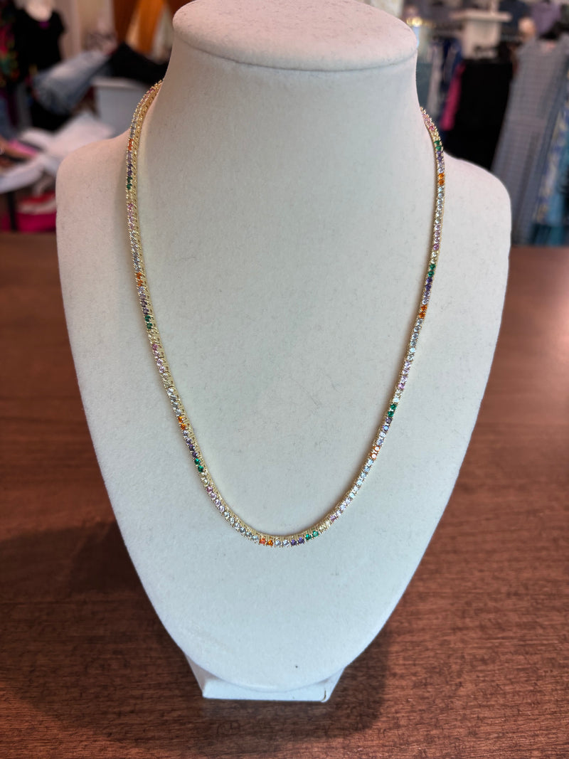Baby Heiress Tennis Necklace Rainbow
