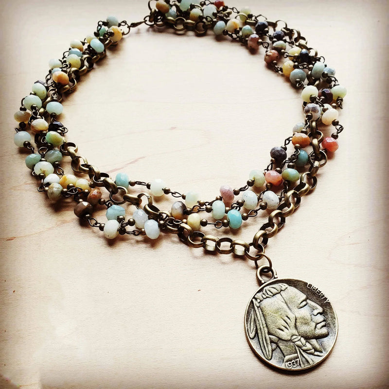 Amazonite Pendant Necklace w/ Indian Head Coin