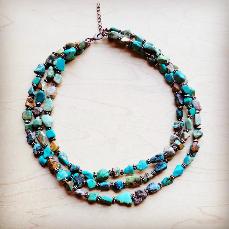 Turquoise & Copper Triple Strand Necklace