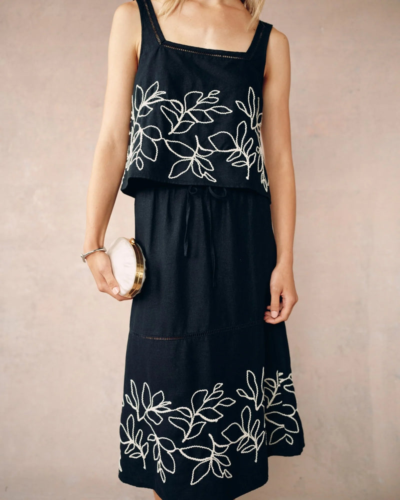 Bella Dahl Ladder Trim Midi Skirt