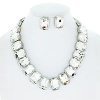 Crystal Octagon Cut Collar Necklace Set