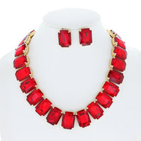 Crystal Octagon Cut Collar Necklace Set