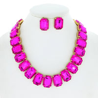 Crystal Octagon Cut Collar Necklace Set