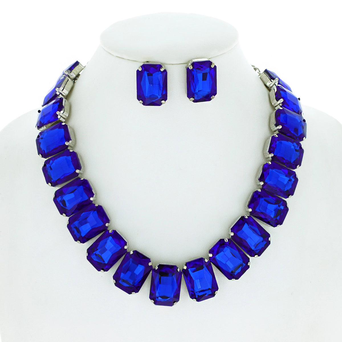 Crystal Octagon Cut Collar Necklace Set