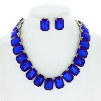 Crystal Octagon Cut Collar Necklace Set