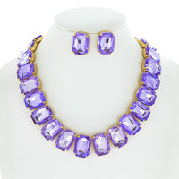 Crystal Octagon Cut Collar Necklace Set