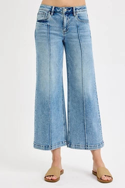 Crop Front & Back Pintuck Detailed Jeans