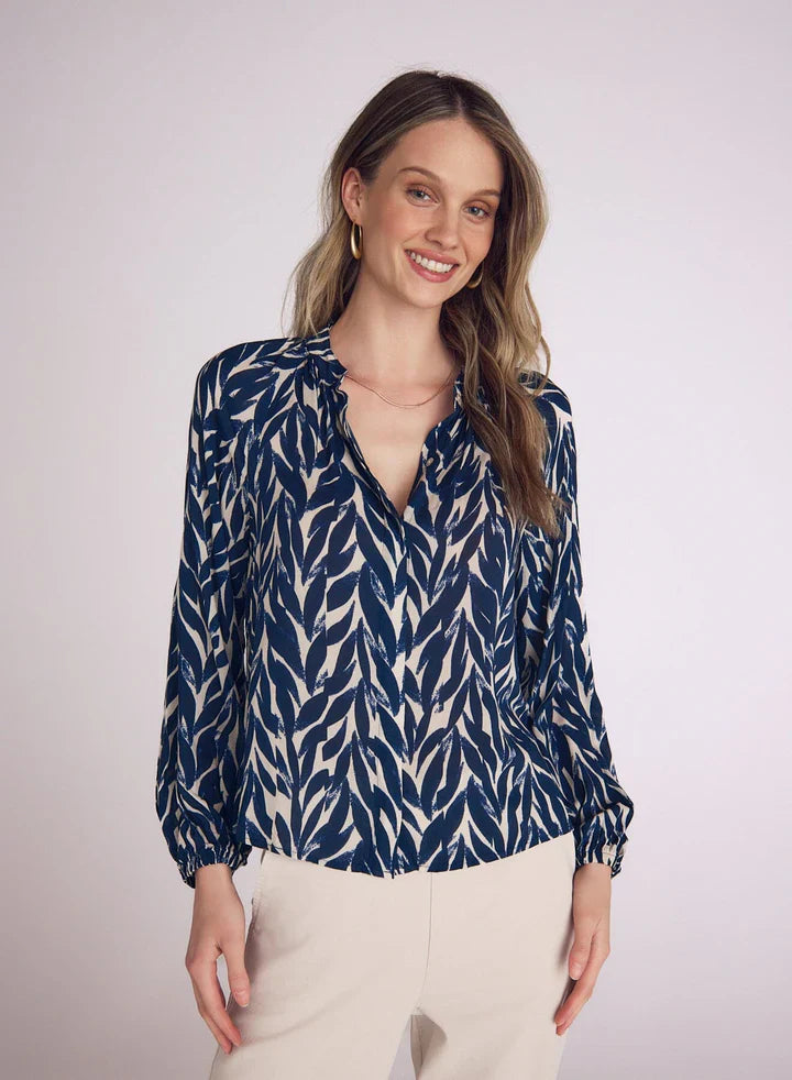 Bella Dahl Navy Shirred Raglan Shirt