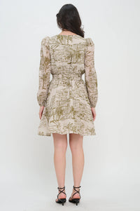 Santorini Olive Long Sleeve Short Dress