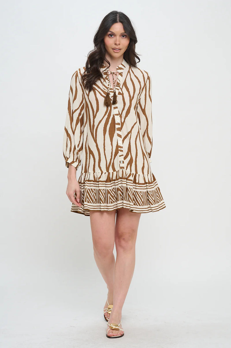 Santorini Sienna Woodlands Long Sleeve Dress