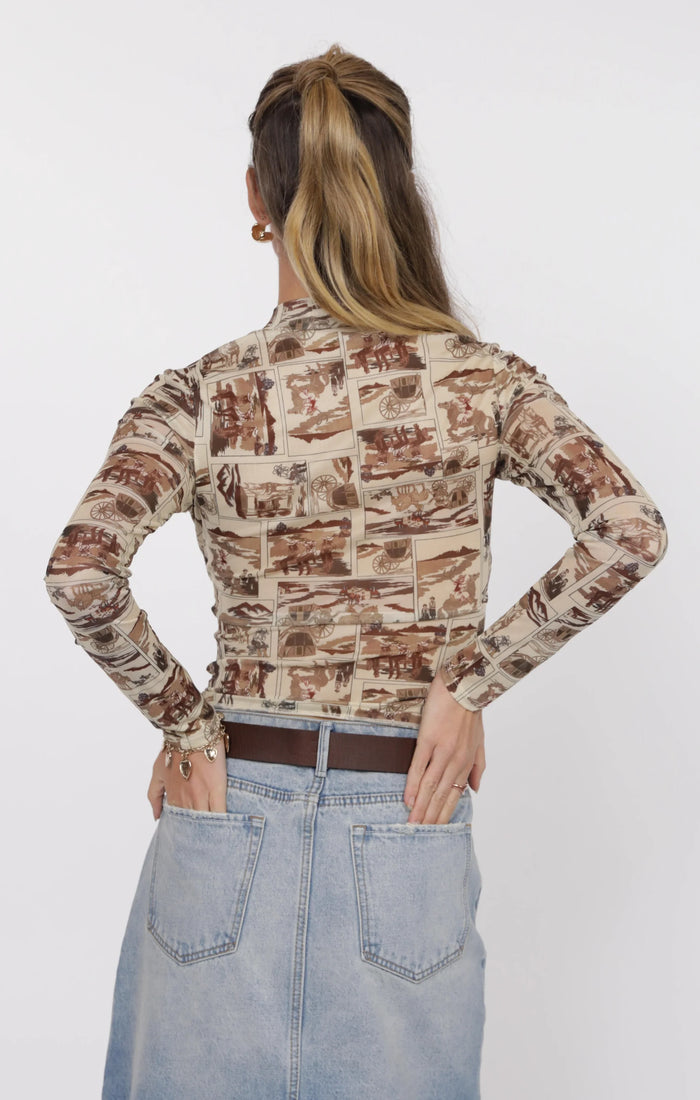 Sage The Label Giddy Up Long Sleeve Mesh Top