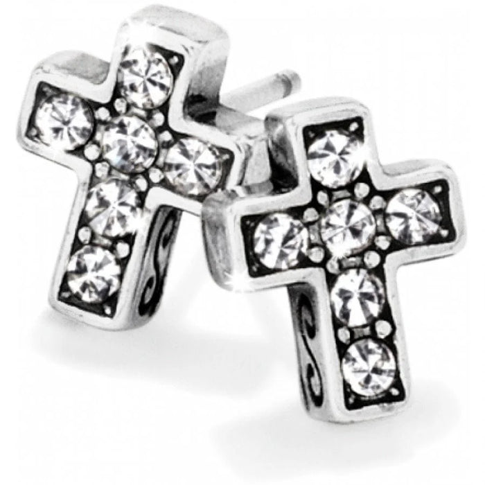 Silver Night Cross Mini Post Earrings