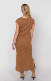 Sadie & Sage Wandering Intricate Knit Dress- Brown