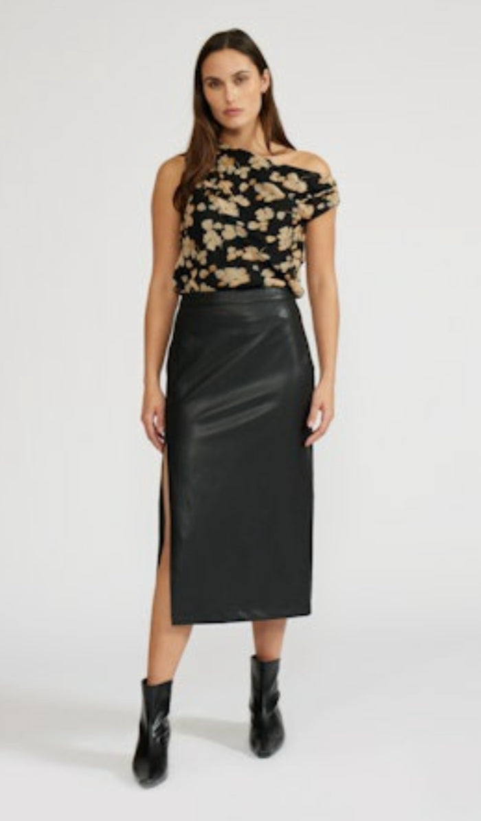 Lucy Paris Cade Faux Black Leather Skirt