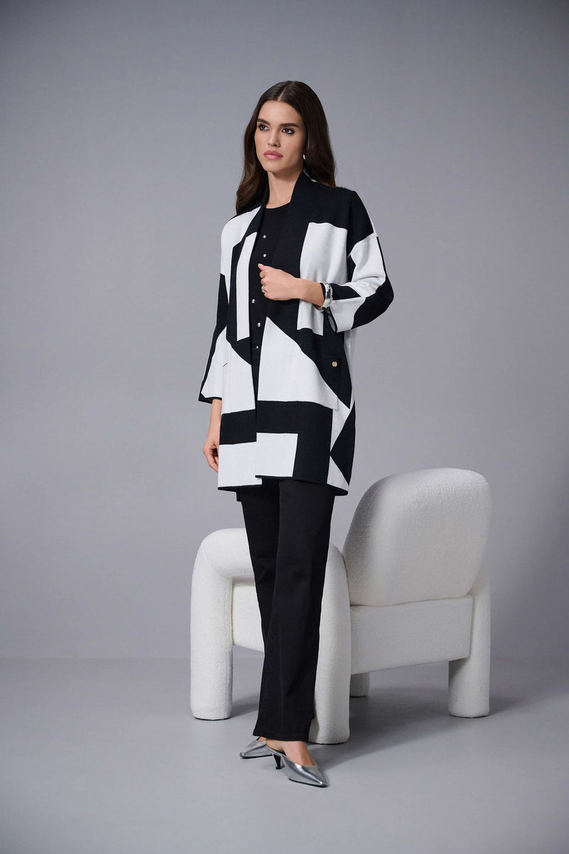 Joseph Ribkoff Jacquard Sweater Knit Colour-Block Cover-Up