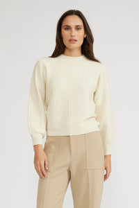 Lucy Paris- Britney Textured Knit Top- Cream