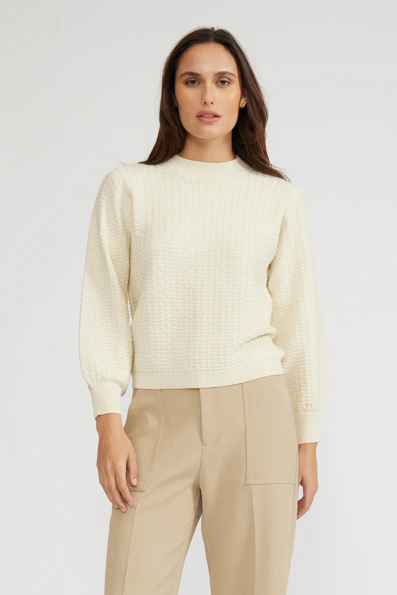 Lucy Paris- Britney Textured Knit Top- Cream