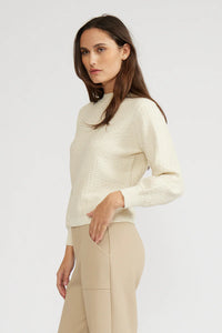 Lucy Paris- Britney Textured Knit Top- Cream