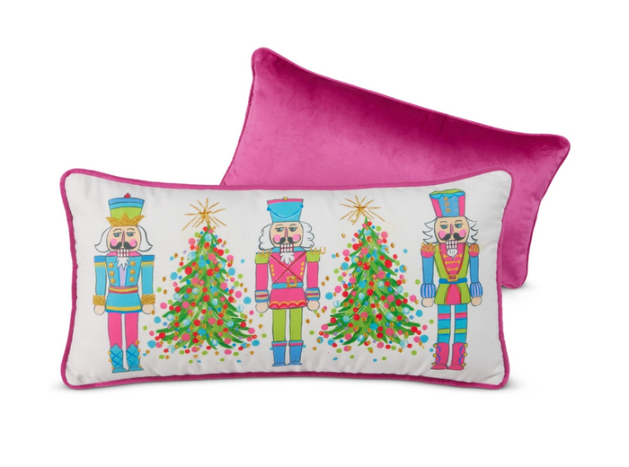 22" Candy Shop Trees And Nutcrackers Lumbar Pillow