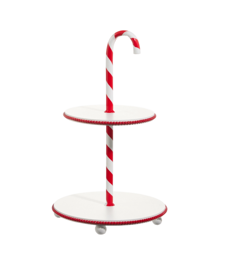 17" Candy Cane 2 Tiered Stand